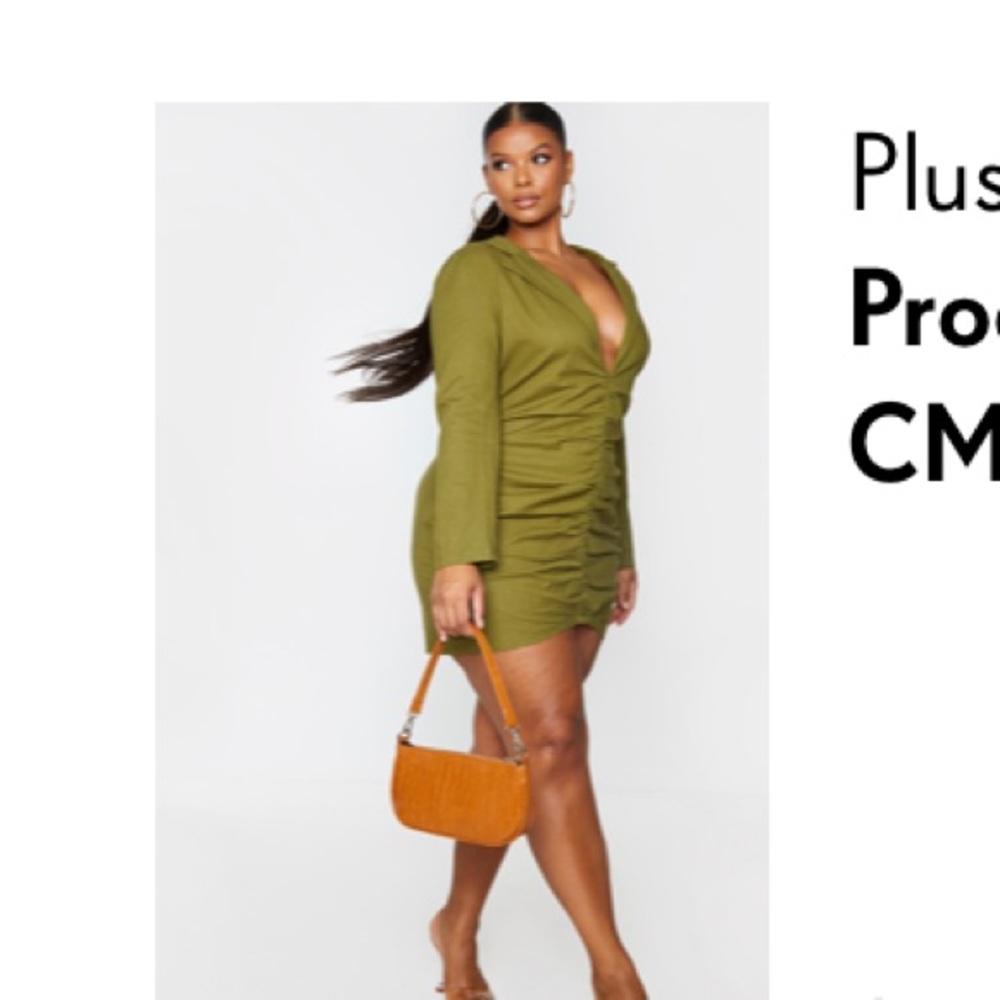 Plunge ruched front blazer dress